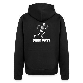 Skeleton Sprint Dead Fast - Unisex Premium Organic Zip Hoodie - black - Back - Nico (187cm)