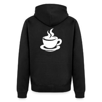 Coffee cup with steam minimalist design - Unisex Premium Organic Zip Hoodie - black - Back - Nico (187cm)