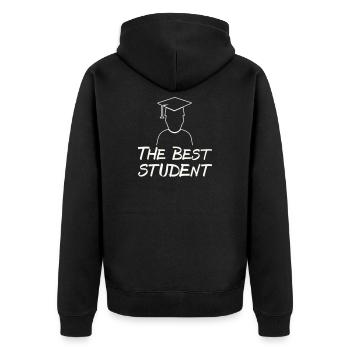 Der Beste Student – Abschlussmotiv - Unisex Premium Bio Zip Hoodie - Schwarz - Hinten - Nico (187cm)