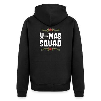 X-Mas Squad - Unisex Premium Bio Zip Hoodie - Schwarz - Hinten - Nico (187cm)