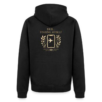 BRB… Auf der Suche nach mir - Unisex Premium Bio Zip Hoodie - Schwarz - Hinten - Nico (187cm)