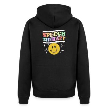 Speech Therapy Speech Therapist Speech Therapist - Unisex Premium Organic Zip Hoodie - black - Back - Nico (187cm)
