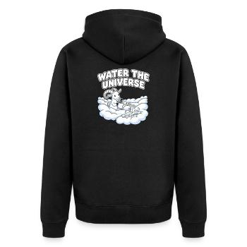 Wasser das Universum - Unisex Premium Bio Zip Hoodie - Schwarz - Hinten - Nico (187cm)