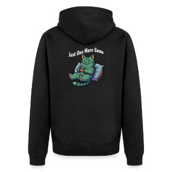 Only one more game of cat - Unisex Premium Organic Zip Hoodie - black - Back - Nico (187cm)