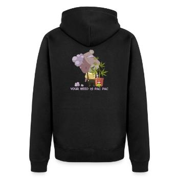 Your weed is pac pac - Unisex Premium Bio Zip Hoodie - Schwarz - Hinten - Nico (187cm)
