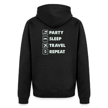 Voyage de sommeil en fête : Répétition - Veste à capuche bio Premium Unisexe - noir - Dos - Nico (187cm)