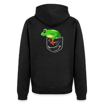 Frosch Laubfrosch - Unisex Premium Bio Zip Hoodie - Schwarz - Hinten - Nico (187cm)