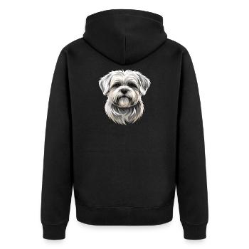 Petit chien maltais aime le doux maltais - Veste à capuche bio Premium Unisexe - noir - Dos - Nico (187cm)