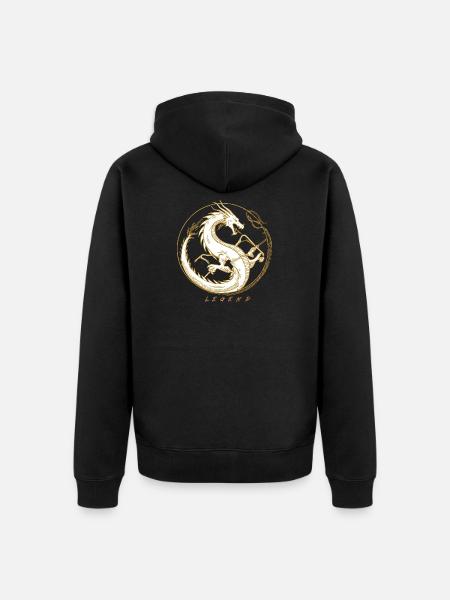 Golden Dragon Legend Circle - Unisex Premium Organic Zip Hoodie - black