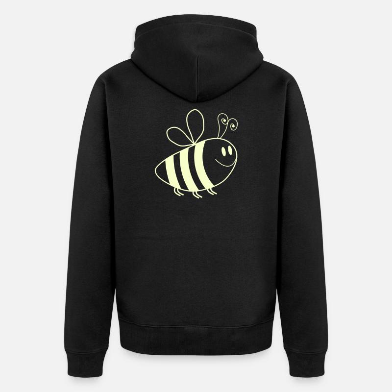 Lächelnde Bienchen Muster - Unisex Premium Bio Zip Hoodie - Schwarz