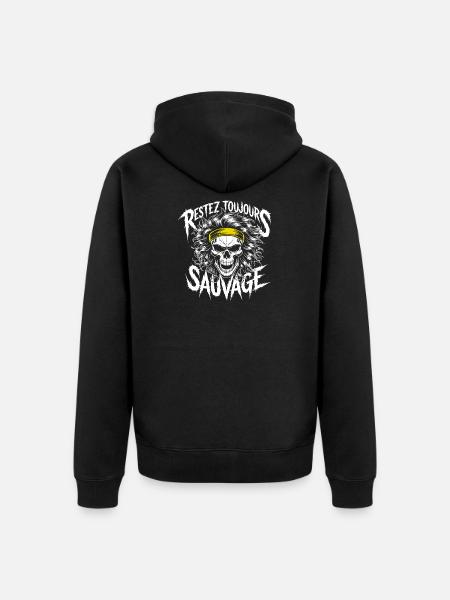 Restez Sauvage Toujours Skull - Unisex Premium Organic Zip Hoodie - black