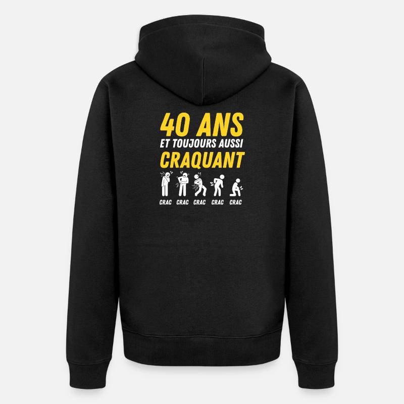 40 ans humour anniversaire vintage - Veste à capuche bio Premium Unisexe - noir