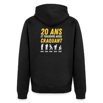 20 ans humour anniversaire vintage - Veste à capuche bio Premium Unisexe - noir - Dos - Nico (187cm)