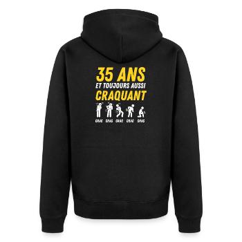 35 ans humour anniversaire vintage - Veste à capuche bio Premium Unisexe - noir - Dos - Nico (187cm)
