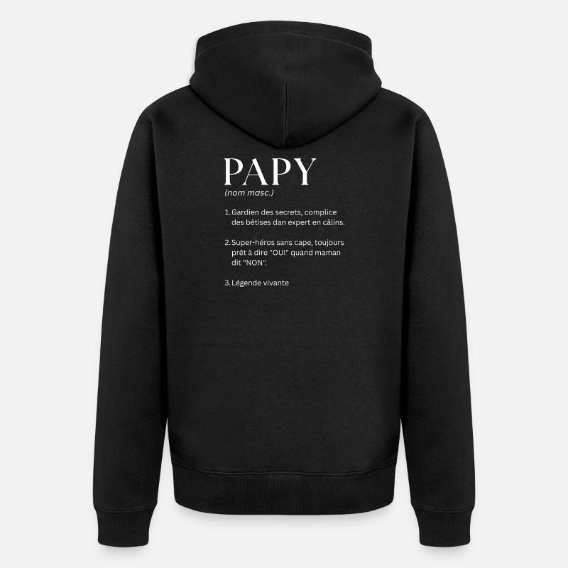 Papy Définition Cadeau Humour - Veste à capuche bio Premium Unisexe - noir