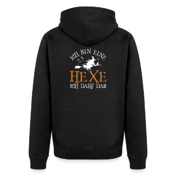 Hexe auf dem Besen - Unisex Premium Bio Zip Hoodie - Schwarz - Hinten - Nico (187cm)