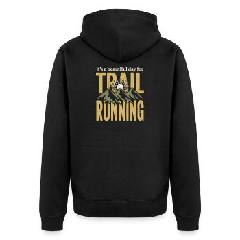 C’est une belle journée pour le trail running - Veste à capuche bio Premium Unisexe - noir - Dos - Nico (187cm)