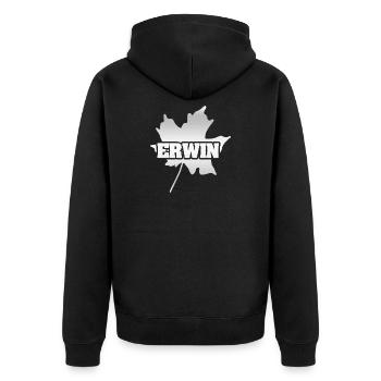 Erwin as a maple leaf - Unisex Premium Organic Zip Hoodie - black - Back - Nico (187cm)