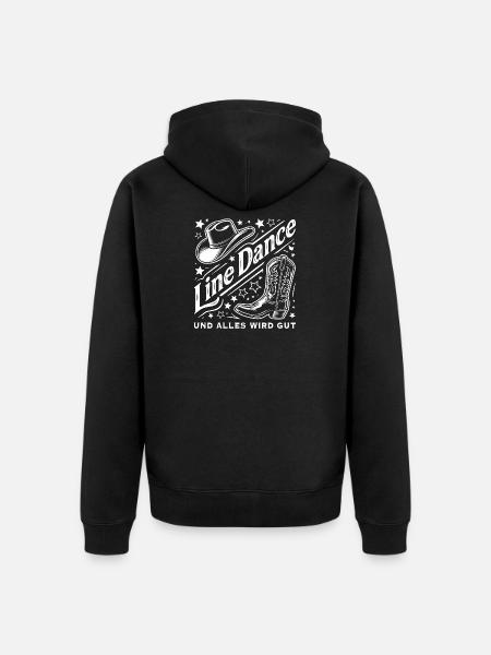 Line Dance Western Hut Stiefel Sterne - Unisex Premium Bio Zip Hoodie - Schwarz