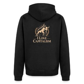 I Love Capitalism Entrepreneurs Stocks Capitalism - Unisex Premium Organic Zip Hoodie - black - Back - Nico (187cm)