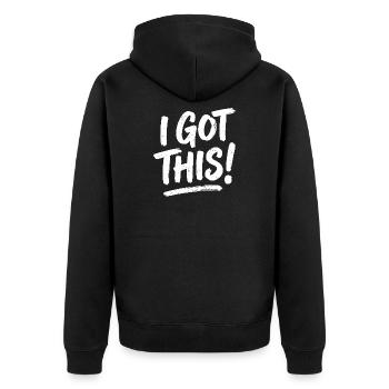 Ich habe diesen kühnen Pinsel bekommen - Unisex Premium Bio Zip Hoodie - Schwarz - Hinten - Nico (187cm)