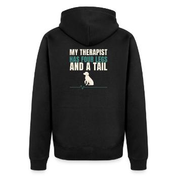My Therapist Has Four Legs And A Tail - Unisex Premium Organic Zip Hoodie - black - Back - Nico (187cm)