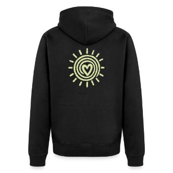 Sun Heart Hand Drawing - Unisex Premium Organic Zip Hoodie - black - Back - Nico (187cm)