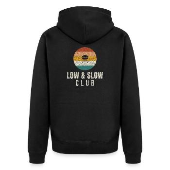 Low And Slow Club Retro BBQ - Unisex Premium Organic Zip Hoodie - black - Back - Nico (187cm)