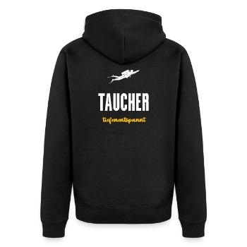 Taucher Geschenk Tiefenentspannt Tauchen - Unisex Premium Bio Zip Hoodie - Schwarz - Hinten - Nico (187cm)