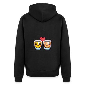 Tequila Shots Kurze Paar Liebe Herz Valentinstag - Unisex Premium Bio Zip Hoodie - Schwarz - Hinten - Nico (187cm)