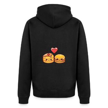 Pancake Paar Liebe Herz Valentinstag - Unisex Premium Bio Zip Hoodie - Schwarz - Hinten - Nico (187cm)
