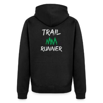 Trail Runner - Unisex Premium Organic Zip Hoodie - black - Back - Nico (187cm)
