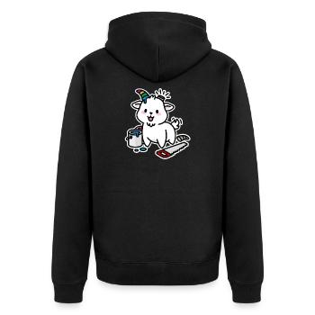 Unicorn DIY Kawaii Niedlich Steinbock Ziege lustig - Unisex Premium Bio Zip Hoodie - Schwarz - Hinten - Nico (187cm)