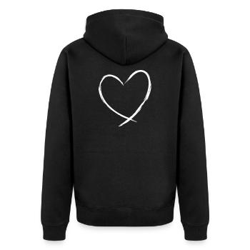 Heart symbol love gift friendship romantic - Unisex Premium Organic Zip Hoodie - black - Back - Nico (187cm)