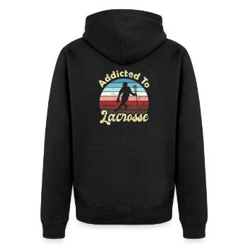 Lacrosse - Unisex Premium Bio Zip Hoodie - Schwarz - Hinten - Nico (187cm)