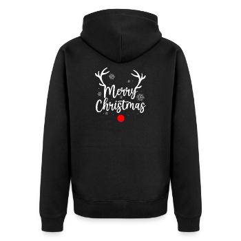 Reindeer merry christmas - Unisex Premium Organic Zip Hoodie - black - Back - Nico (187cm)