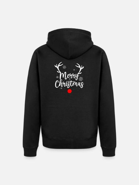 Reindeer merry christmas - Unisex Premium Organic Zip Hoodie - black