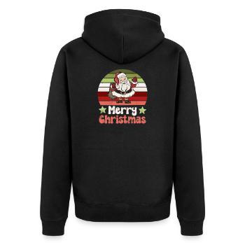 Weihnachtsmann Nikolaus Vintage Nostalgisch - Unisex Premium Bio Zip Hoodie - Schwarz - Hinten - Nico (187cm)