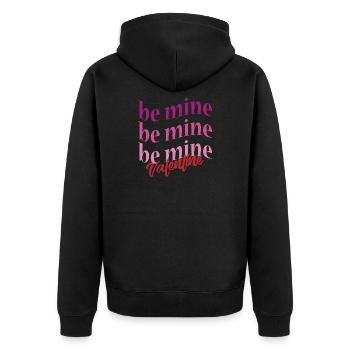 T-Shirt Valentinstag sei mein welliger Text Liebe Amor - Unisex Premium Bio Zip Hoodie - Schwarz - Hinten - Nico (187cm)