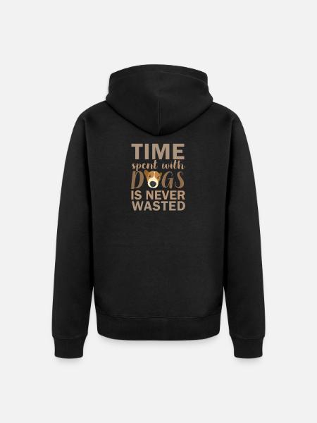 Time spent with dogs - Unisex Premium Organic Zip Hoodie - black