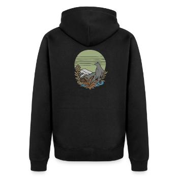 vintage wolf - Unisex Premium Bio Zip Hoodie - Schwarz - Hinten - Nico (187cm)