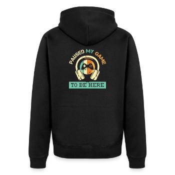 paused my game retro vintage gaming logo gamer - Unisex Premium Organic Zip Hoodie - black - Back - Nico (187cm)