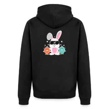 Hase mit Sonnenbrille Küken Kaninchen Osterhase - Unisex Premium Bio Zip Hoodie - Schwarz - Hinten - Nico (187cm)