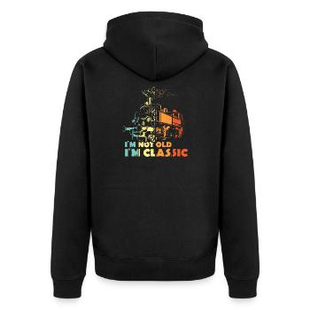 old locomotive funny sayings not old classic - Unisex Premium Organic Zip Hoodie - black - Back - Nico (187cm)