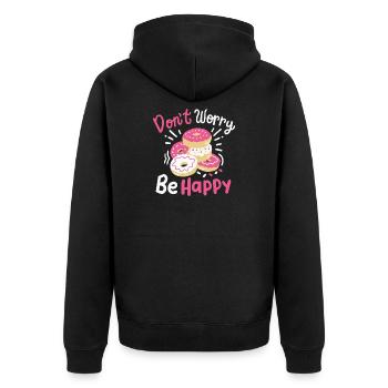 Donut inspirierend - Unisex Premium Bio Zip Hoodie - Schwarz - Hinten - Nico (187cm)