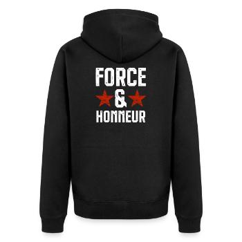 Force et honneur 1 - Veste à capuche bio Premium Unisexe - noir - Dos - Nico (187cm)