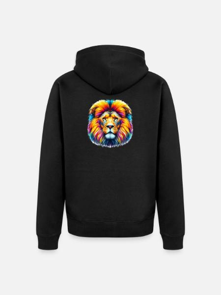 Lion - Unisex Premium Organic Zip Hoodie - black
