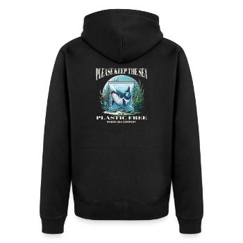 Les baleines et le plastique - Veste à capuche bio Premium Unisexe - noir - Dos - Nico (187cm)