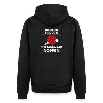 Lustiges Noppen Tischtennisspieler Geschenk - Unisex Premium Bio Zip Hoodie - Schwarz - Hinten - Nico (187cm)