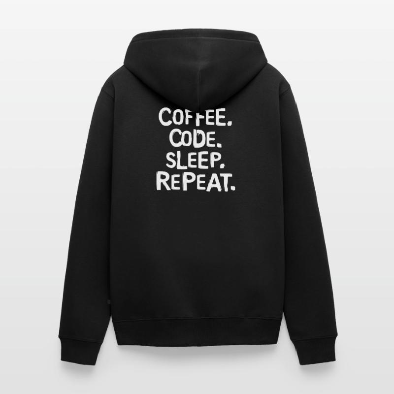 Coffee Code Sleep - Répéter le travail du programmeur Veste à capuche bio Premium Unisexe